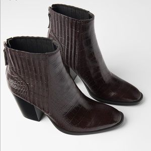 Zara Embossed Animal Print wide boots.